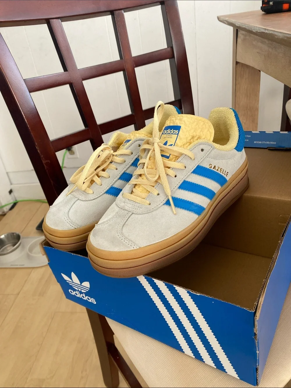 adidas Kids Gazelle Sneakers in Blue and Cream Suede